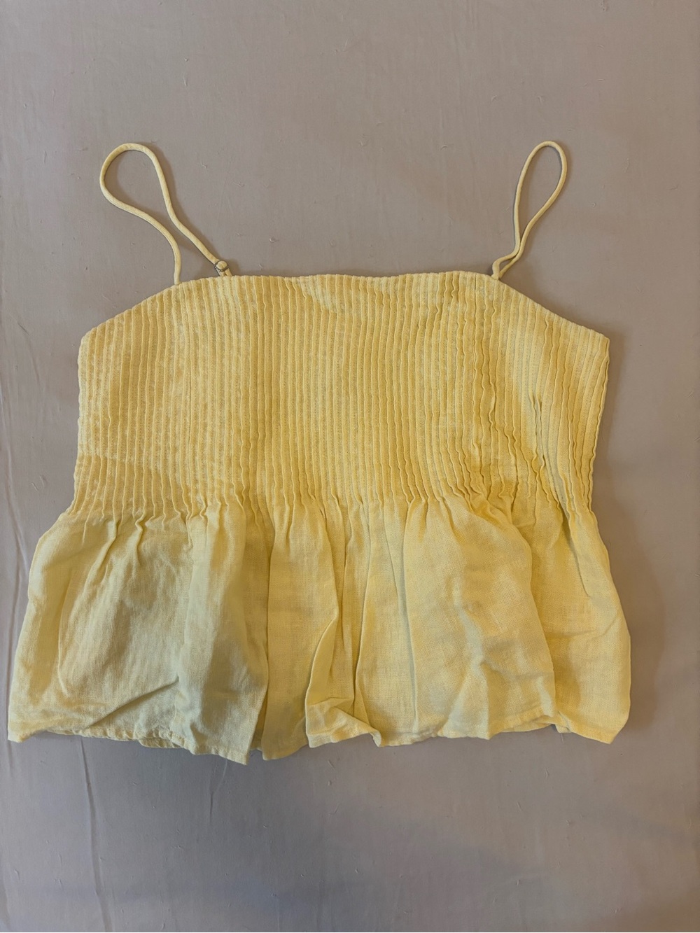 Abercrombie & Fitch Yellow Smocked Peplum Cami